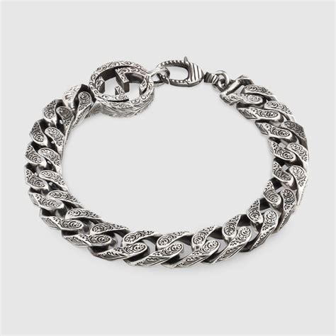 gucci mens silver bracelet|gucci interlocking bracelet.